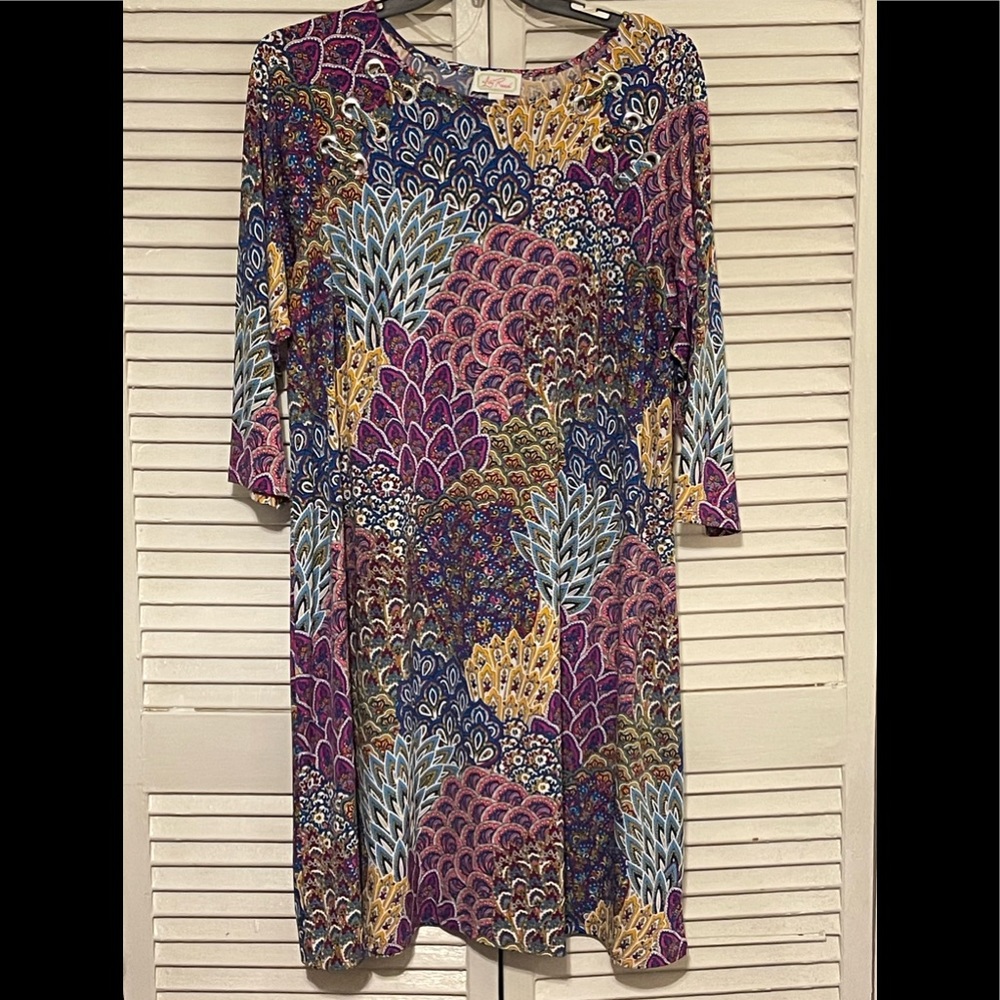 Ivy Road long sleeve multi colored dress 3XL